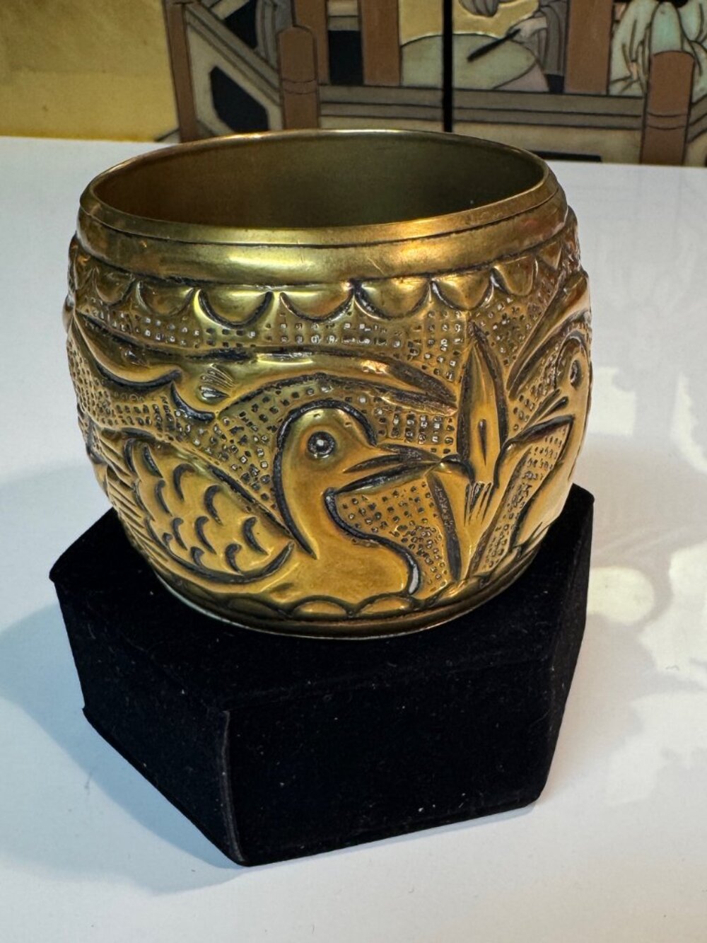 Vintage Hand Carved Brass Bangel Bracelet